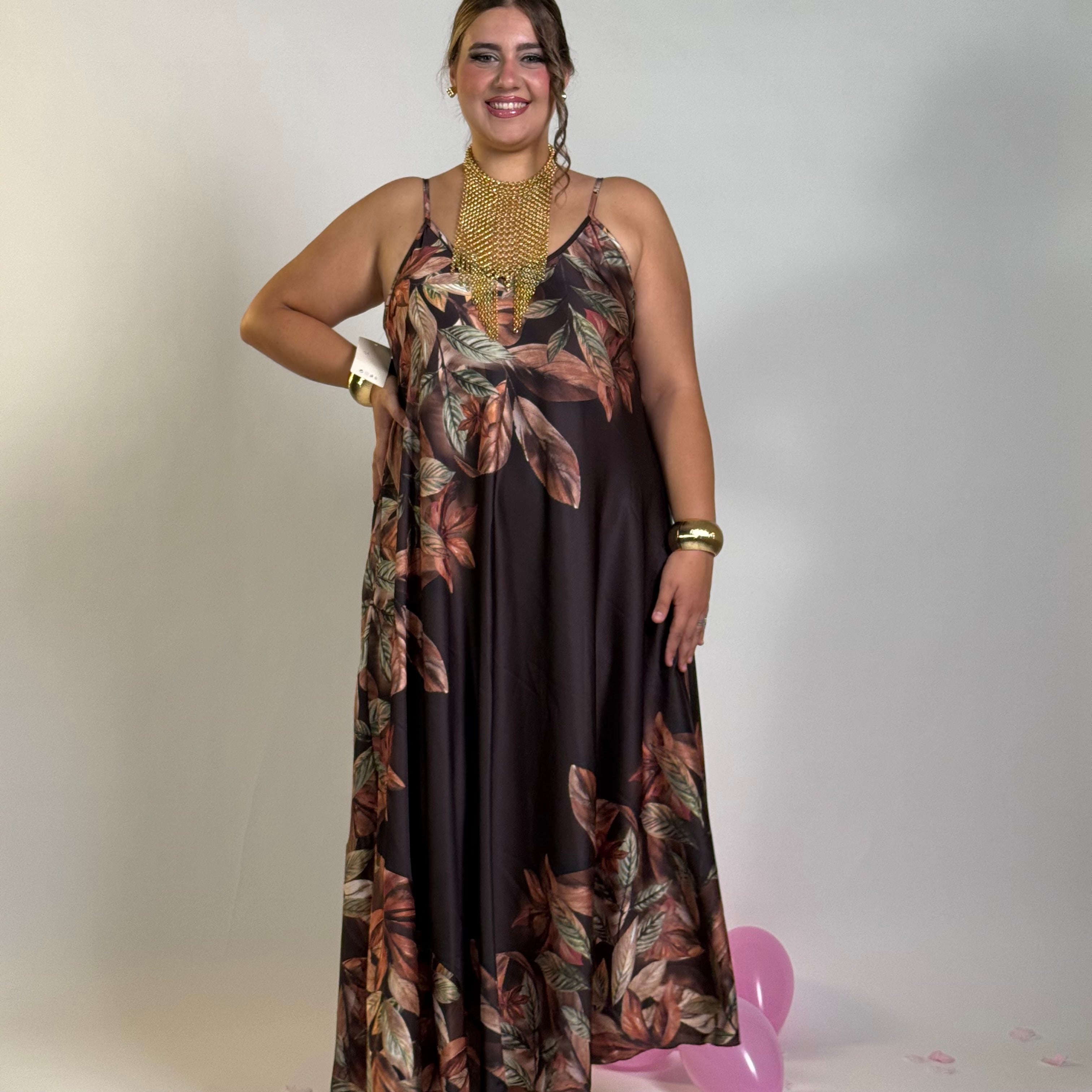 Dress Raso&Fiori (Marrone)
